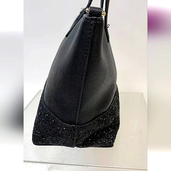 Authentic ♠️ Kate Spade Flash Glitter Saffiano Pvc Ina Satchel wkru5610 black - Picture 4 of 8